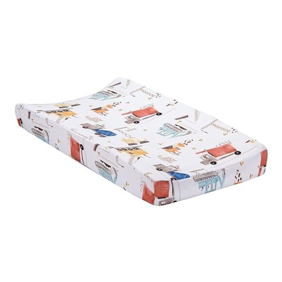 Bedtime Originals Construction Zone Changing Pad Cover White/Trucks New - Picture 3 of 3